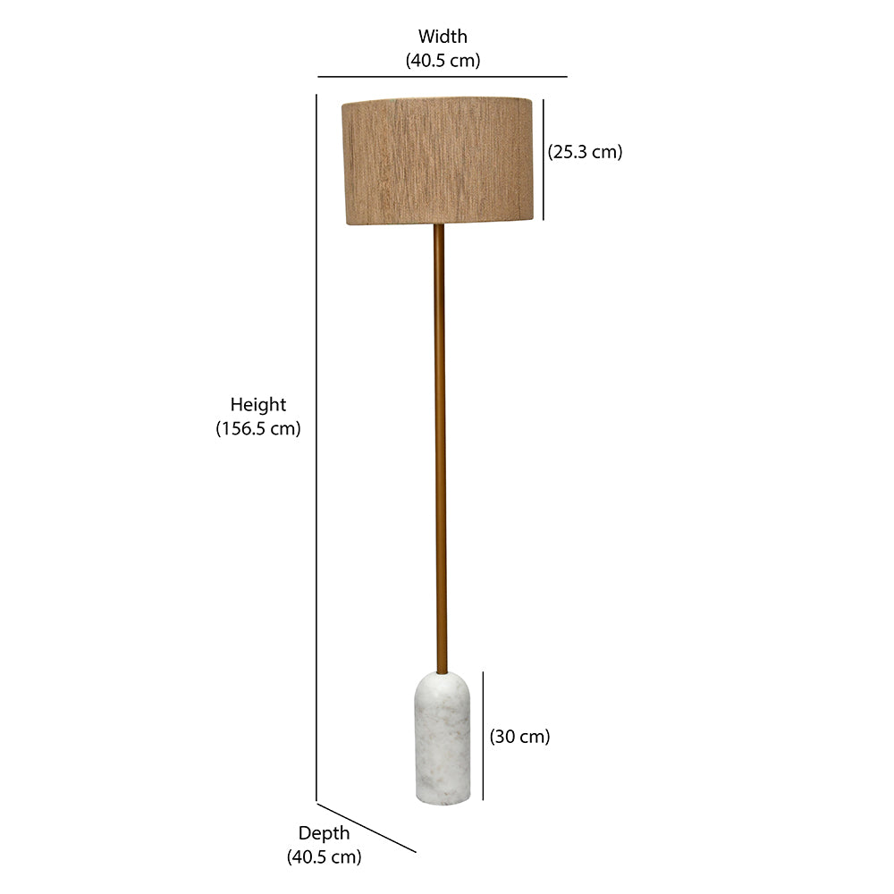 Sisal Fiber Shade Metal & Marble Base Floor Lamp 156.5 cm (Beige & White)