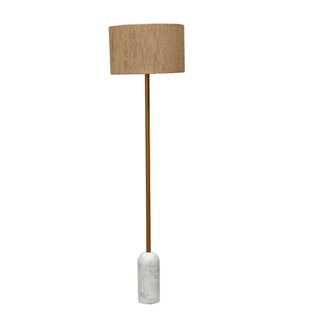 Sisal Fiber Shade Metal & Marble Base Floor Lamp 156.5 cm (Beige & White)