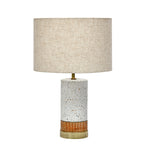 Decorative Fabric Shade Terrazzo & Wooden Base Table Lamp 60 cm (White)