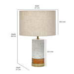 Decorative Fabric Shade Terrazzo & Wooden Base Table Lamp 60 cm (White)