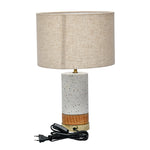 Decorative Fabric Shade Terrazzo & Wooden Base Table Lamp 60 cm (White)