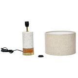 Decorative Fabric Shade Terrazzo & Wooden Base Table Lamp 60 cm (White)