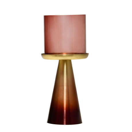 Decorative Taper Ombre Base Metal & Glass Candle Holder (Brown & Gold)