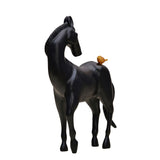 Horse with Bird On Back Polyresin Showpiece (Black)