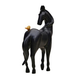 Horse with Bird On Back Polyresin Showpiece (Black)