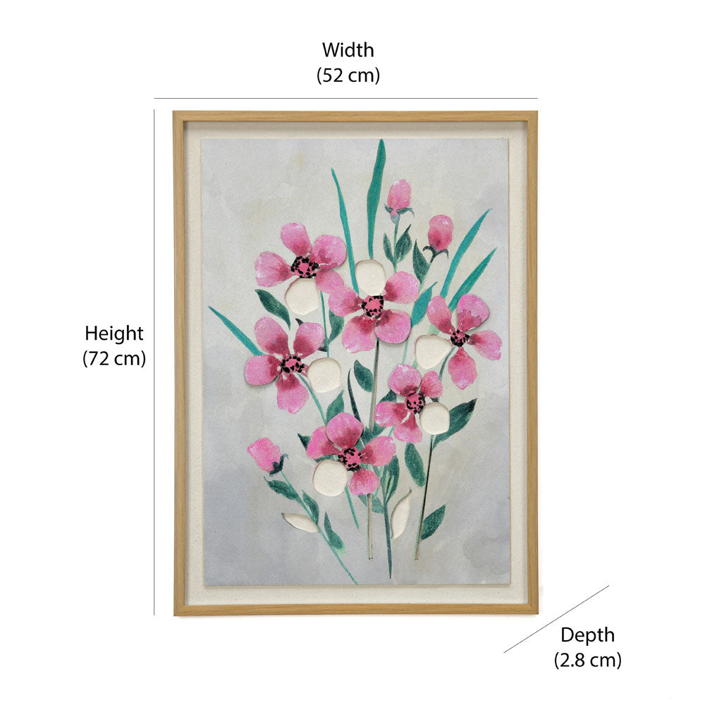 3D Flowers Canvas Wall Painting (Pink)