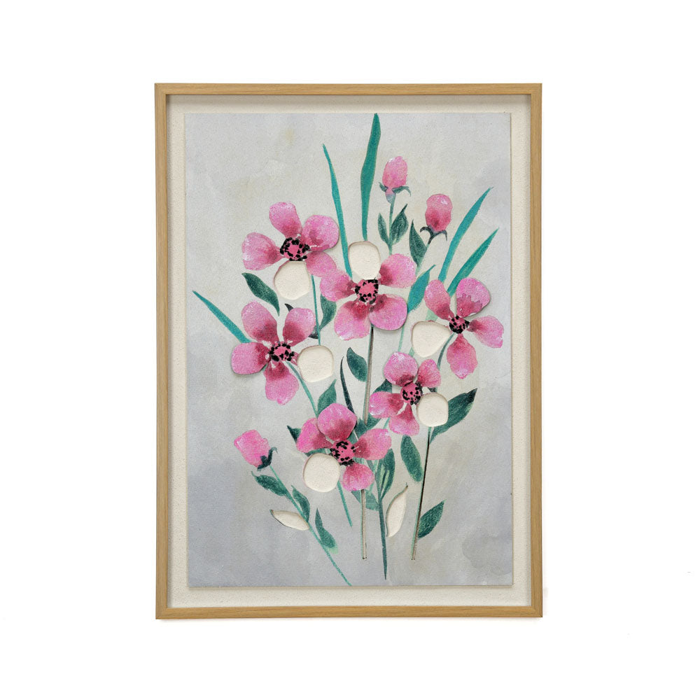 3D Flowers Canvas Wall Painting (Pink)