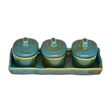 Glaze Stoneware Condiment Containers Set of 3 (Moss Green)