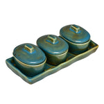 Glaze Stoneware Condiment Containers Set of 3 (Moss Green)