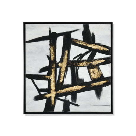 Criss Cross Design Canvas Wall Painting (Black & Gold)