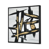 Criss Cross Design Canvas Wall Painting (Black & Gold)