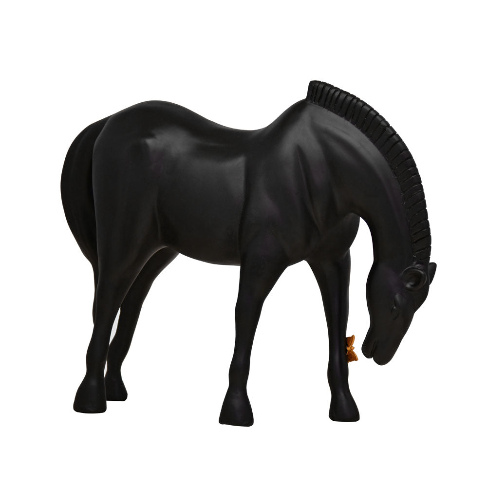 Horse with Butterfly Polyresin Showpiece (Black)