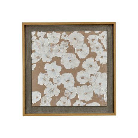 Flower Texture Canvas Wall Painting (White & Beige)