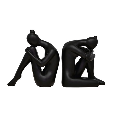 Head Down Women Polyresin Bookend Set of 2 (Black)