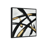 Criss Cross Design Canvas Wall Painting (Black & Gold)