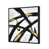 Criss Cross Design Canvas Wall Painting (Black & Gold)