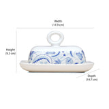 Floral Stoneware Butter Dish (Blue)