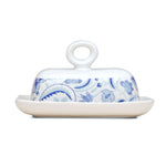 Floral Stoneware Butter Dish (Blue)