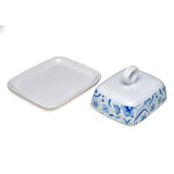 Floral Stoneware Butter Dish (Blue)