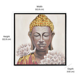 Buddha With Flower Canvas Wall Painting (Multicolor)