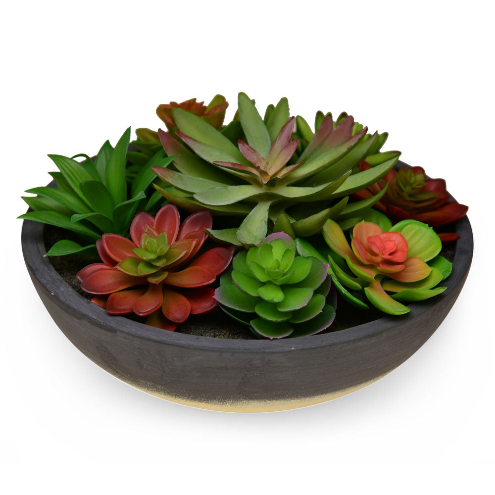 Artificial Succulent Plant With Round Pot (Green)