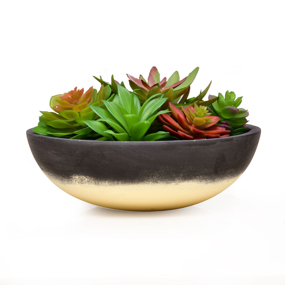 Artificial Succulent Plant With Round Pot (Green)