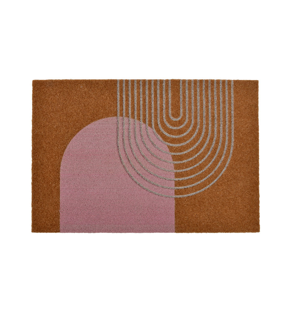 Arches Design Polyester 16' x 24' Anti-Slip Door Mat (Brown & Pink)