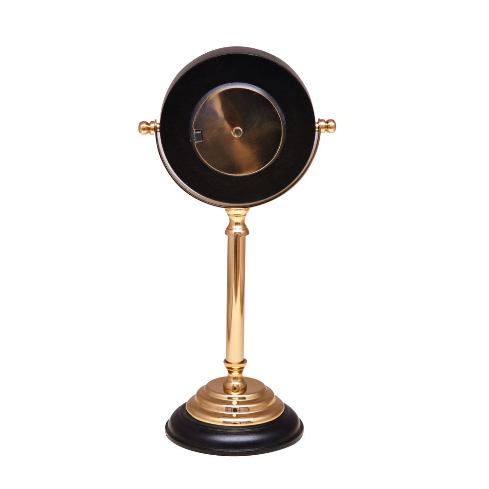 Round Dial Metal Table Clock On Stand (Black & Gold)