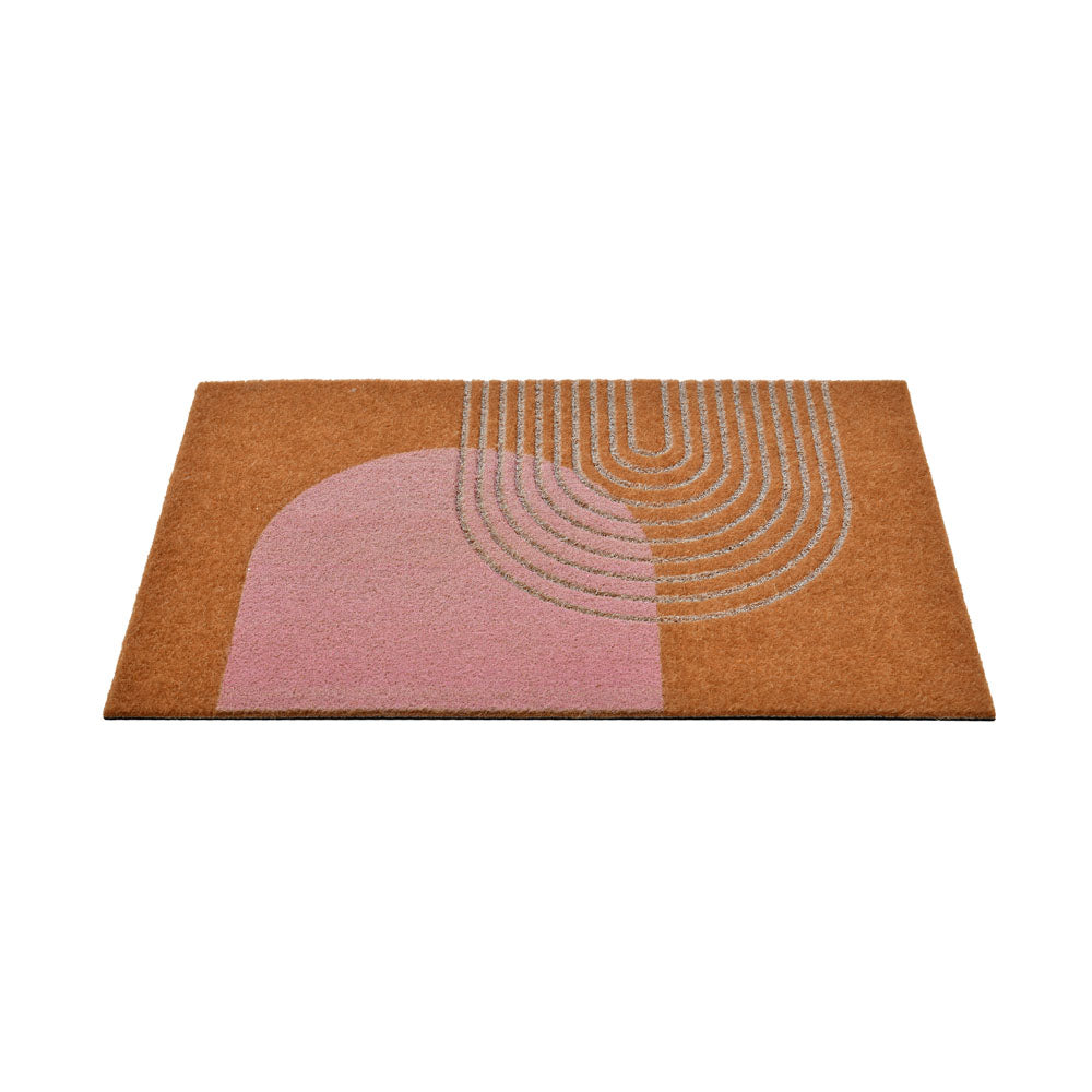 Arches Design Polyester 16' x 24' Anti-Slip Door Mat (Brown & Pink)