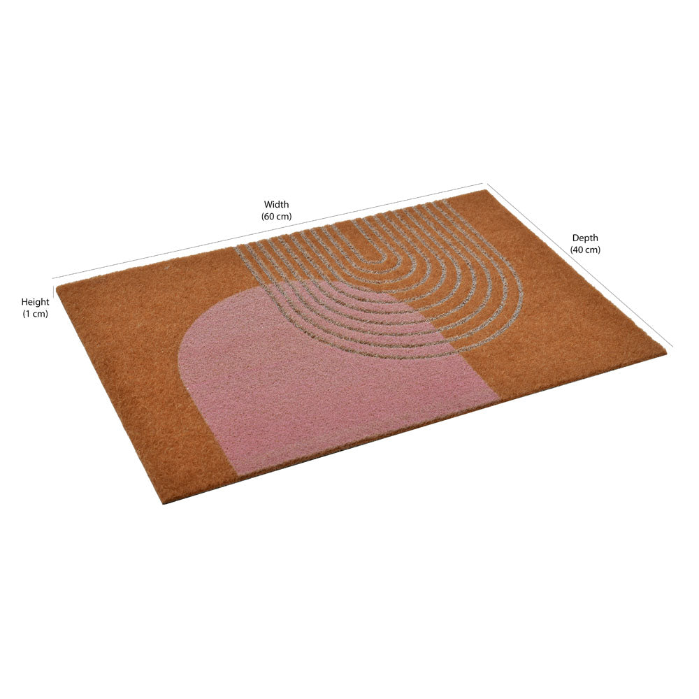 Arches Design Polyester 16' x 24' Anti-Slip Door Mat (Brown & Pink)