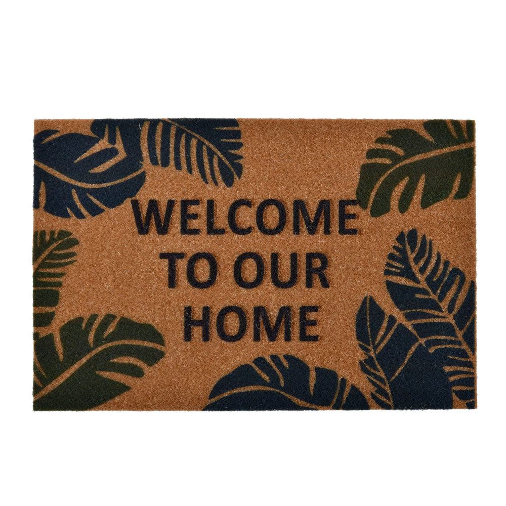 Welcome Printed Polyester 16' x 24' Anti-Slip Door Mat (Brown)