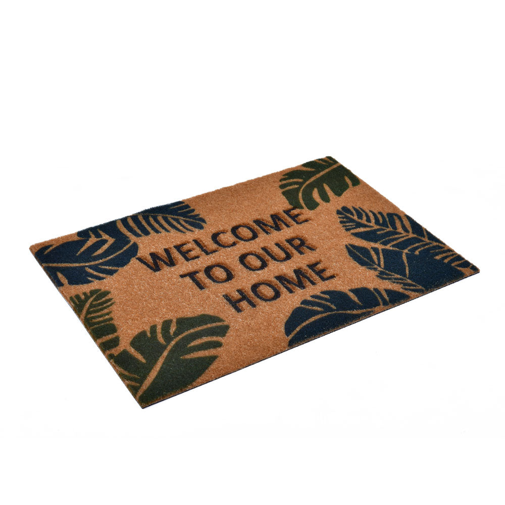 Welcome Printed Polyester 16' x 24' Anti-Slip Door Mat (Brown)