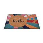 Abstract Hello Printed Polyester 16' x 24' Anti-Slip Door Mat (Multicolor)