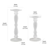 Decorative Frosted Glass Candle Holder Set of 2 (White)