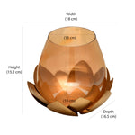 Decorative Lotus Metal & Glass Votive Candle Holder (Gold)