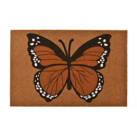 Butterfly Design Polyester 16' x 24' Anti-Slip Door Mat (Rust)