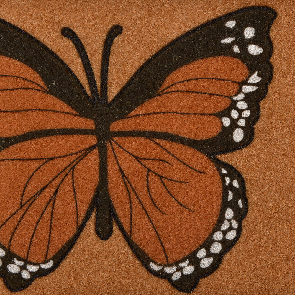 Butterfly Design Polyester 16' x 24' Anti-Slip Door Mat (Rust)