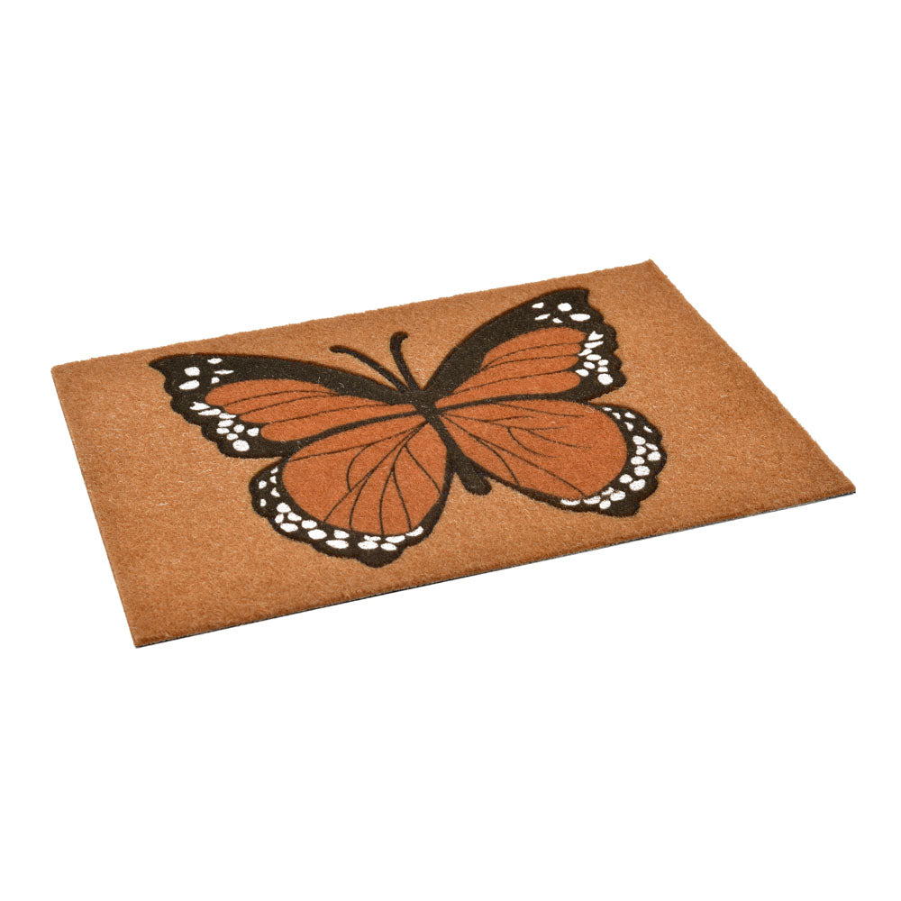 Butterfly Design Polyester 16' x 24' Anti-Slip Door Mat (Rust)