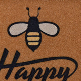 Bee Happy Printed Polyester 16" x 24" Anti-Slip Door Mat (Brown)