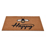 Bee Happy Printed Polyester 16" x 24" Anti-Slip Door Mat (Brown)