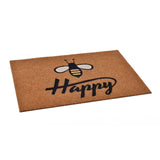 Bee Happy Printed Polyester 16" x 24" Anti-Slip Door Mat (Brown)