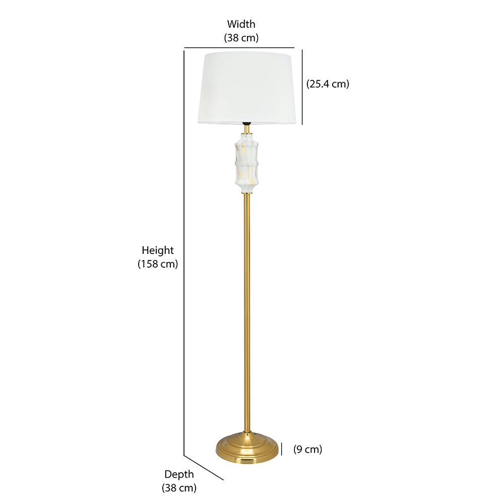 Marbela Fabric Shade Metal Base Floor Lamp 158 cm (White & Gold)