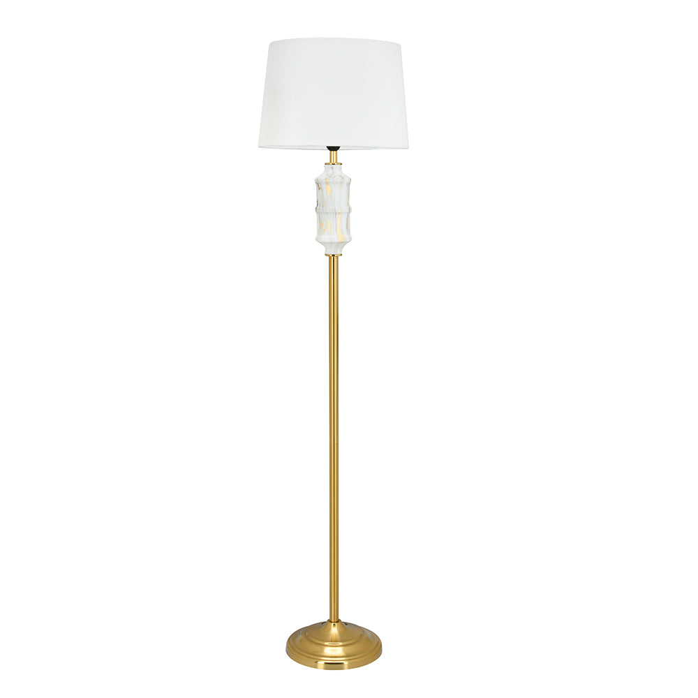 Marbela Fabric Shade Metal Base Floor Lamp 158 cm (White & Gold)