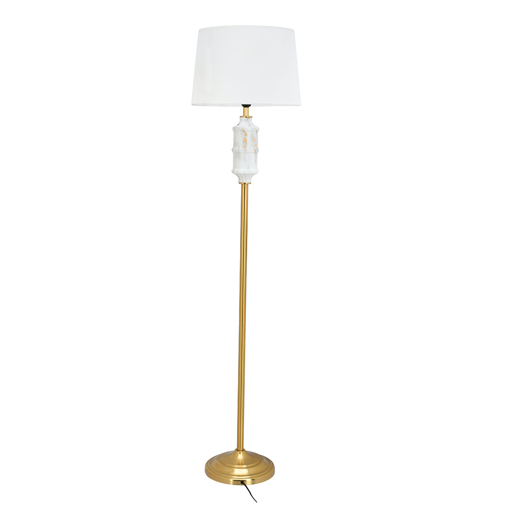 Marbela Fabric Shade Metal Base Floor Lamp 158 cm (White & Gold)