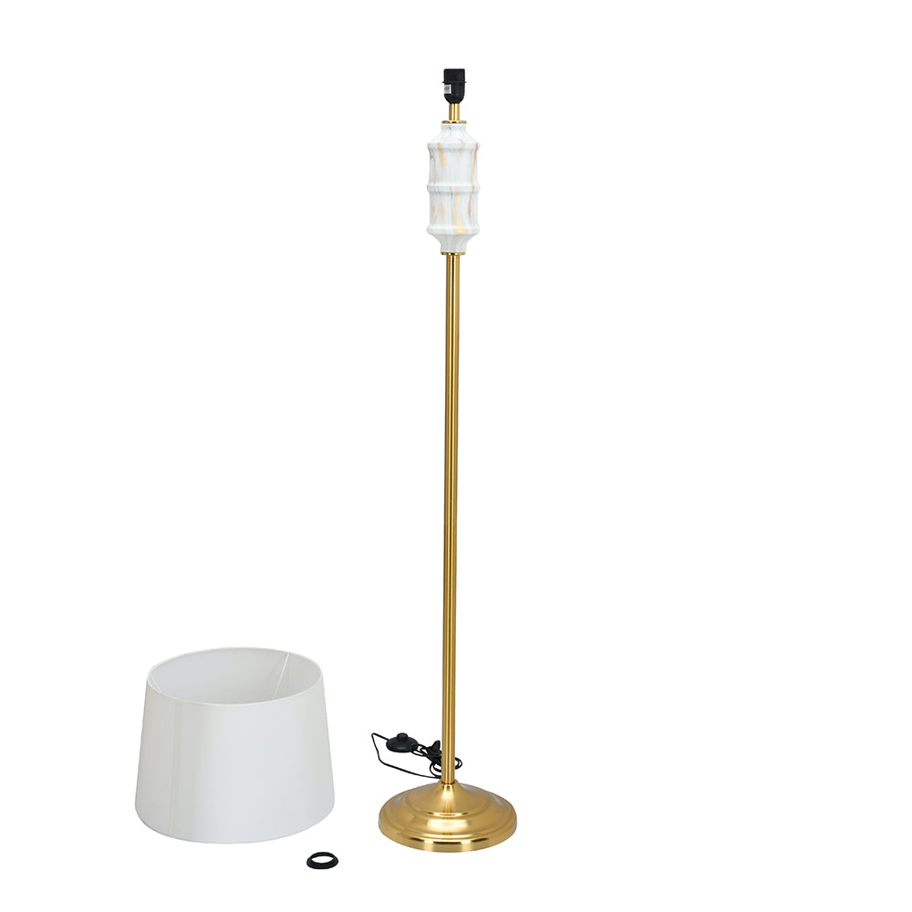 Marbela Fabric Shade Metal Base Floor Lamp 158 cm (White & Gold)