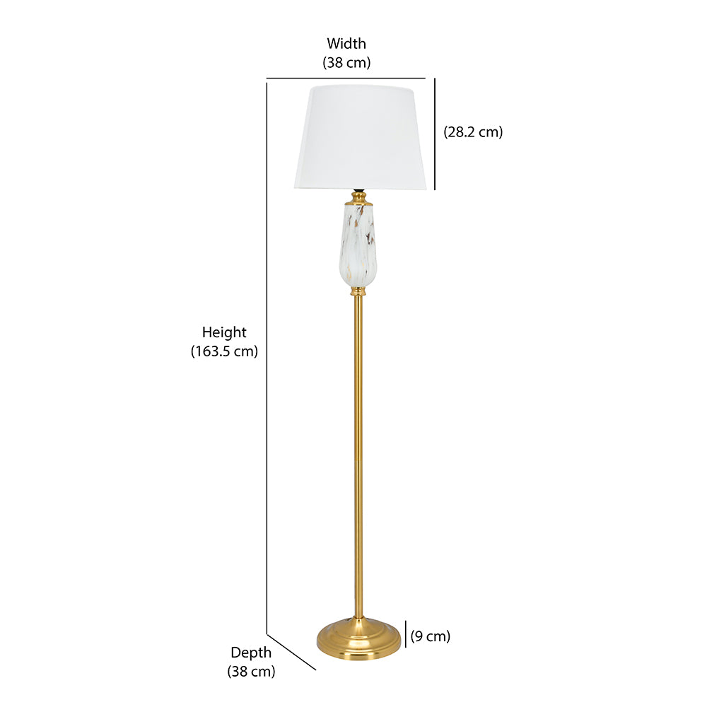 Marbela Fabric Shade Metal Base Floor Lamp 163. 5 cm (White & Gold)