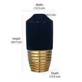 Decorative Bullet Shaped Ceramic Vase (Blue & Gold)