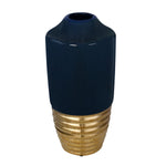 Decorative Bullet Shaped Ceramic Vase (Blue & Gold)