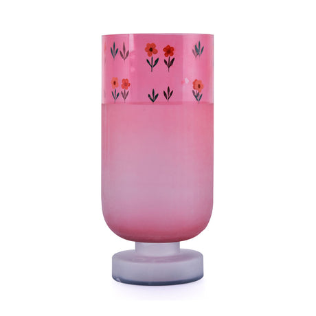 Hand-Painted Floral Frost Small Glass Vase (Pink)