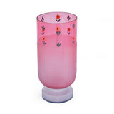 Hand-Painted Floral Frost Small Glass Vase (Pink)